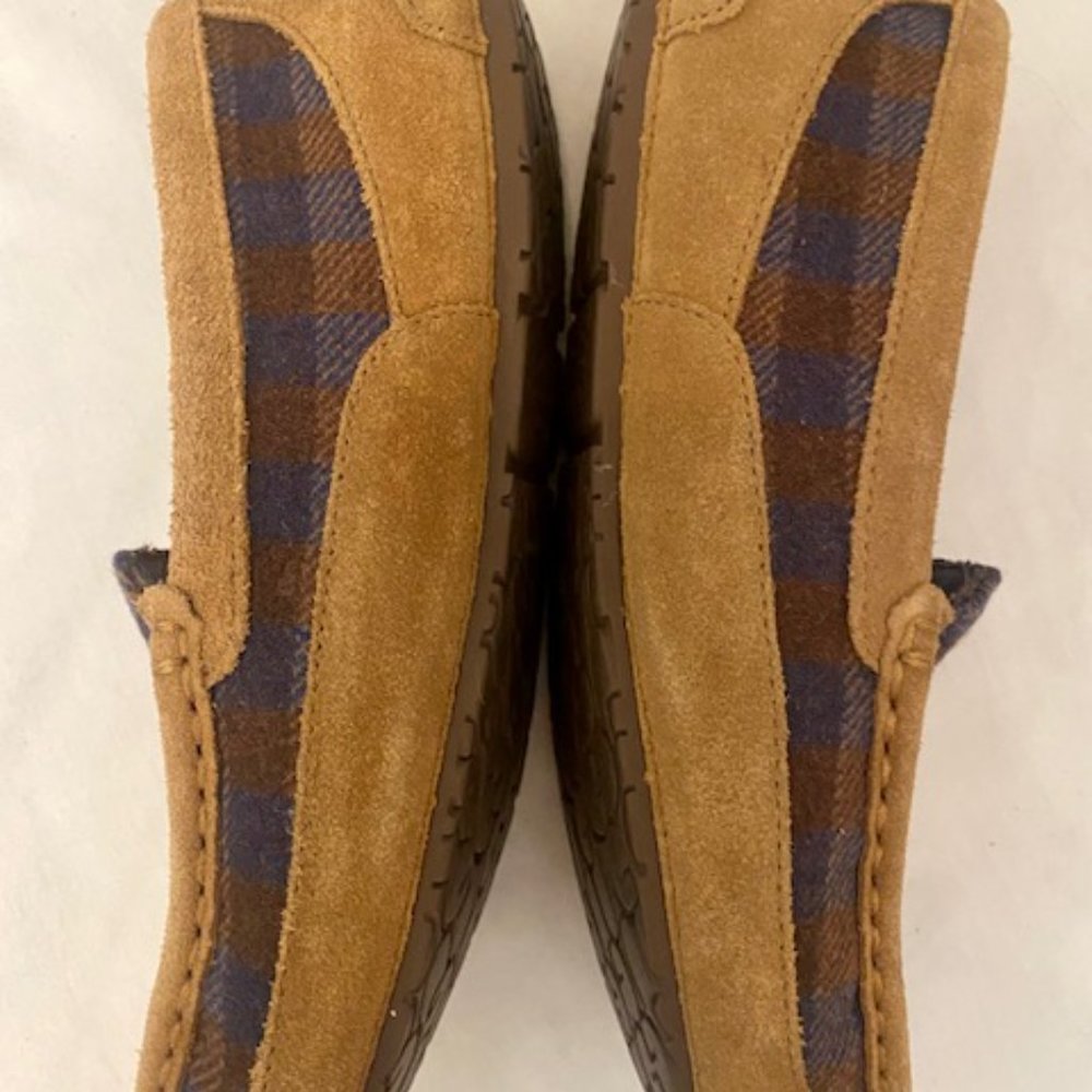 UGG Slippers Moccasin Brown Tartan Women's Size 6.5 - Picture 2 of 3